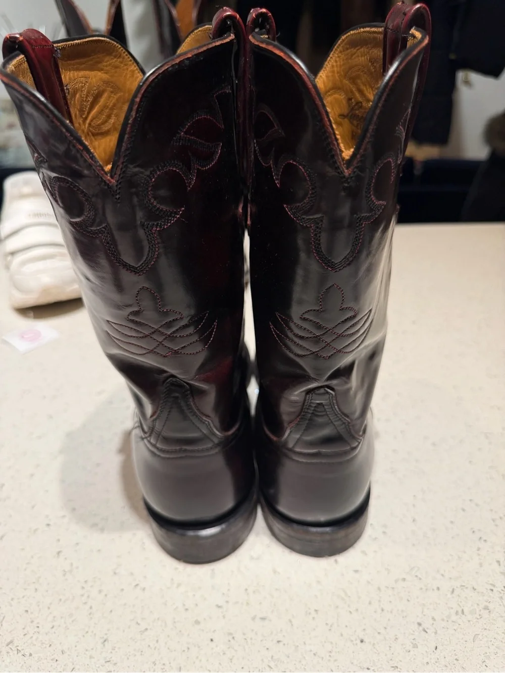 Lucchese black cherry Dark Burgundy Leather Cowboy Boots - Picture 6 of 9
